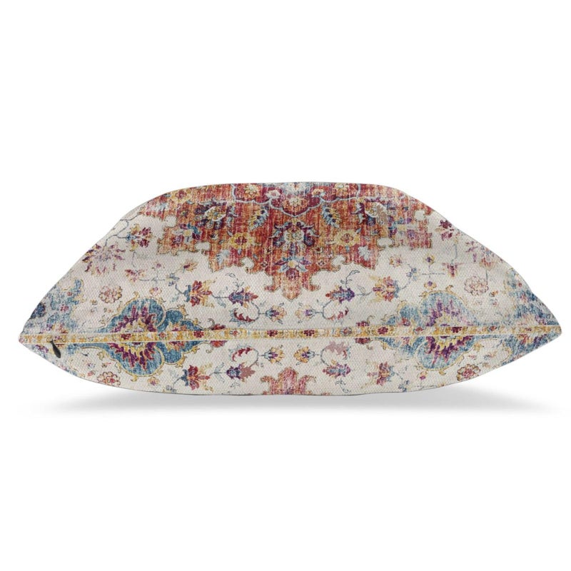 Sunshineyan Boho وسادة يغطي 18x18 مجموعة من 2 الأزرق البرتقالي نمط السجاد البوهيمي في الهواء الطلق الزخرفية رمي الوسائد الكتان تصميم العرقية خمر مزرعة حالات وسادة لديكور الأريكة الأريكة - Image 3